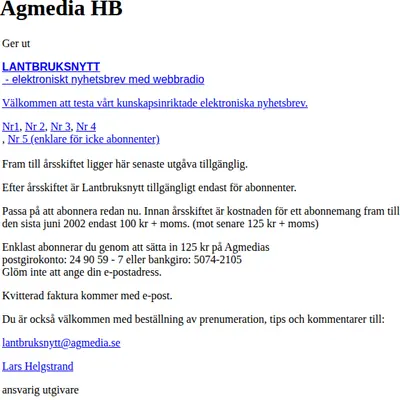 www.agmedia.se startsida 2002