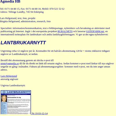 www.agmedia.se startsida 2004