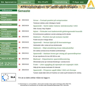 www.agronomics.se startsida 2002