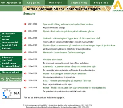 www.agronomics.se startsida 2004