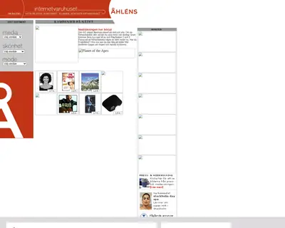 Åhléns Magasin startsida 2002