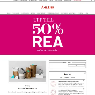 Åhléns Magasin startsida 2015