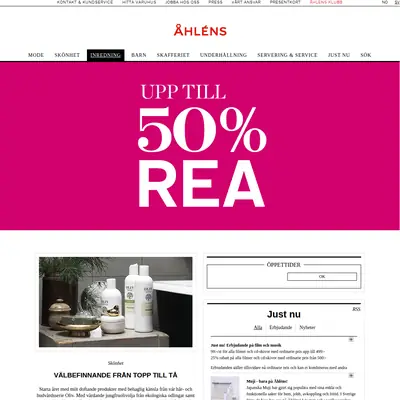 Åhléns Magasin startsida 2016