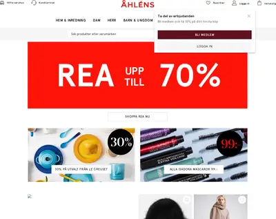 Åhléns Magasin startsida 2023