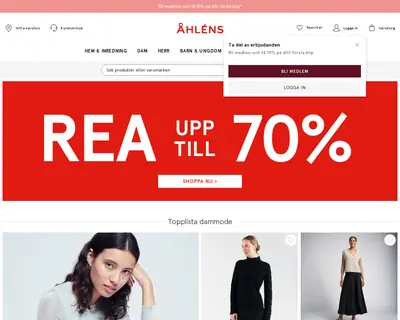 Åhléns Magasin startsida 2024