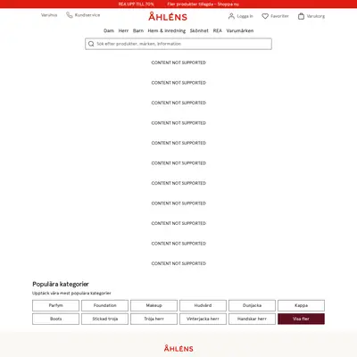 Åhléns Magasin startsida 2026