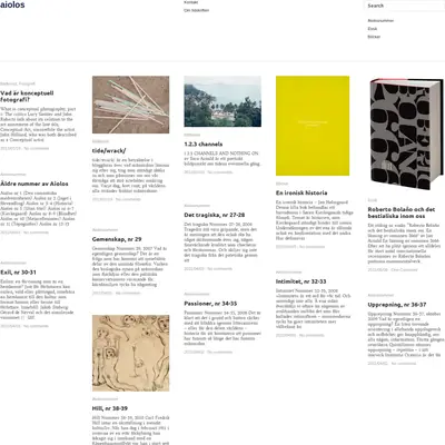 Aiolos - tidskrift för litteratur, teori och estetik startsida 2013