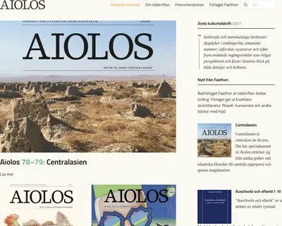 Aiolos - tidskrift för litteratur, teori och estetik startsida 2025