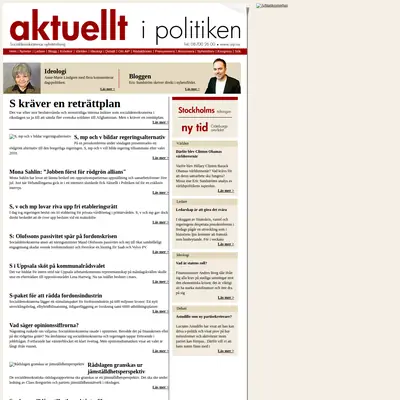 Aktuellt i politiken startsida 2008