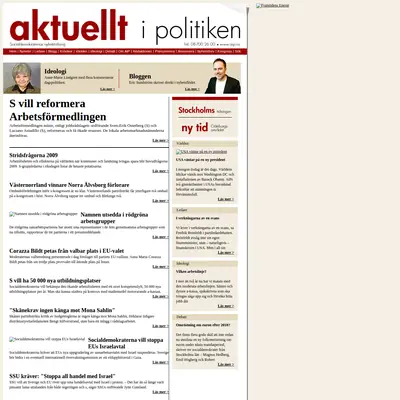 Aktuellt i politiken startsida 2009