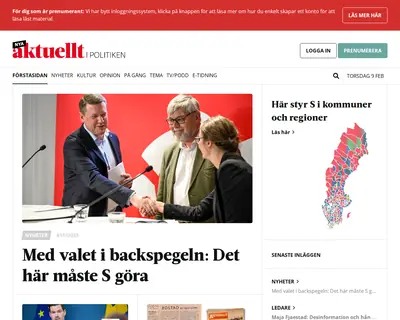 Aktuellt i politiken startsida 2023