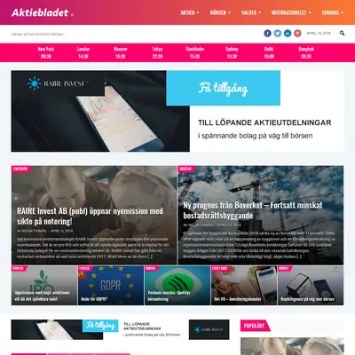 aktiebladet.se startsida 2018