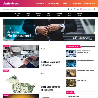 aktiebladet.se startsida 2019