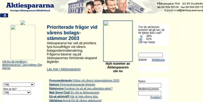 Aktiespararen startsida 2003
