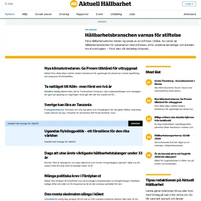 aktuellhallbarhet.se startsida 2020