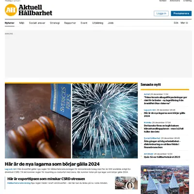 aktuellhallbarhet.se startsida 2024