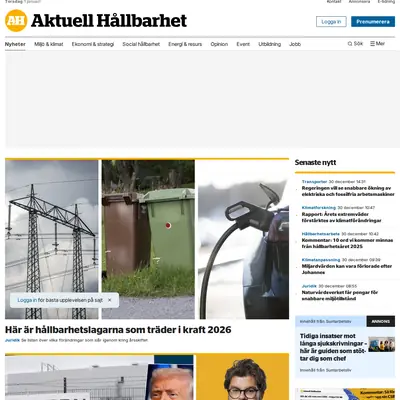 aktuellhallbarhet.se startsida 2026