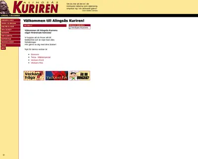 Alingsås-Kuriren med Vårgårda-Kuriren och Sollebrunns-Kuriren startsida 2003