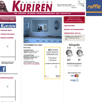 Alingsås-Kuriren med Vårgårda-Kuriren och Sollebrunns-Kuriren startsida 2012
