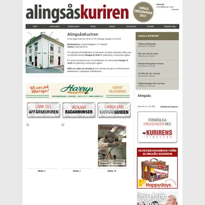 Alingsås-Kuriren med Vårgårda-Kuriren och Sollebrunns-Kuriren startsida 2015