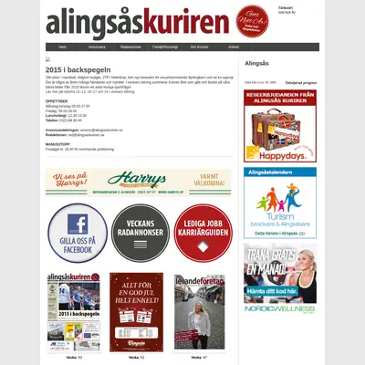Alingsås-Kuriren med Vårgårda-Kuriren och Sollebrunns-Kuriren startsida 2016