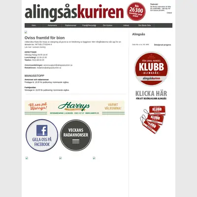 Alingsås-Kuriren med Vårgårda-Kuriren och Sollebrunns-Kuriren startsida 2018