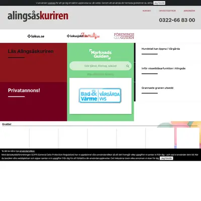 Alingsås-Kuriren med Vårgårda-Kuriren och Sollebrunns-Kuriren startsida 2019