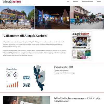 Alingsås-Kuriren med Vårgårda-Kuriren och Sollebrunns-Kuriren startsida 2021