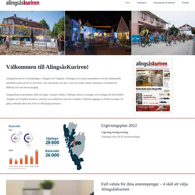 Alingsås-Kuriren med Vårgårda-Kuriren och Sollebrunns-Kuriren startsida 2023