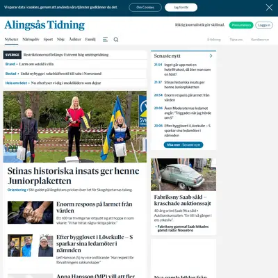 Alingsås Tidning - Elfsborgs Läns Tidning startsida 2022