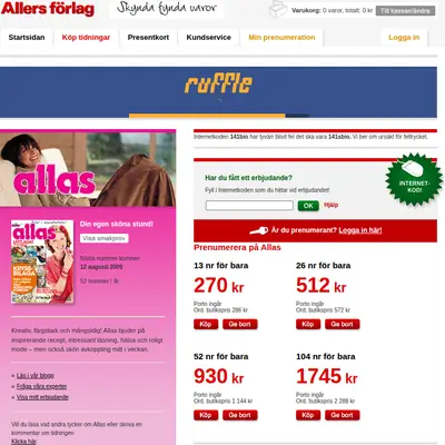 Allers Trädgård startsida 2009