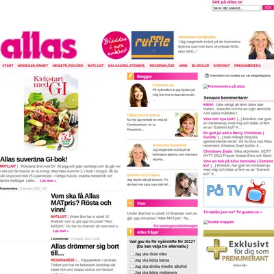 Allers Trädgård startsida 2012