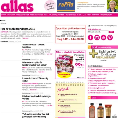 Allers Trädgård startsida 2015