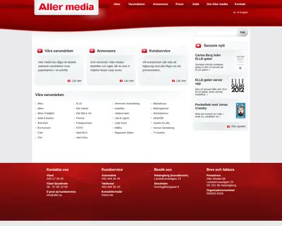 Aller Mat & Vin startsida 2012
