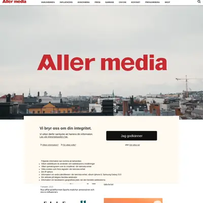 Aller Mat & Vin startsida 2020
