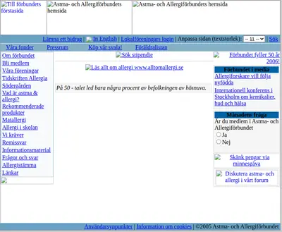Allergia startsida 2005