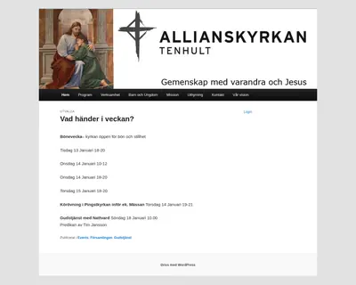 Församlingsnytt Allianskyrkan Tenhult startsida 2026