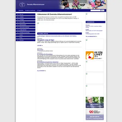 alliansmissionen.se startsida 2013