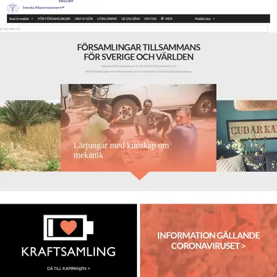 alliansmissionen.se startsida 2020