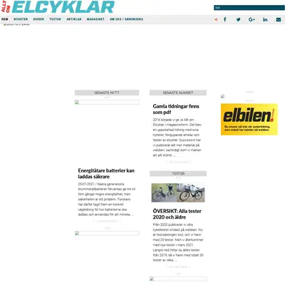 Allt om elcyklar startsida 2021