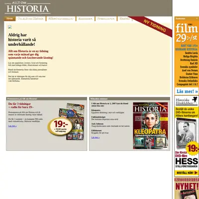 www.alltomhistoria.se startsida 2007