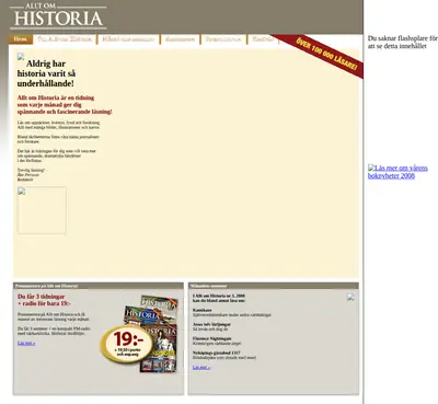 www.alltomhistoria.se startsida 2008