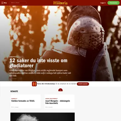 www.alltomhistoria.se startsida 2020