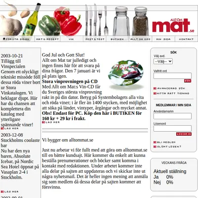 Allt om Mat startsida 2004