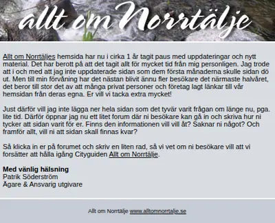 www.alltomnorrtalje.se startsida 2007