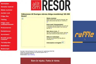 Allt om Resor startsida 2006