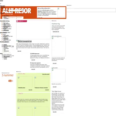 Allt om Resor startsida 2009