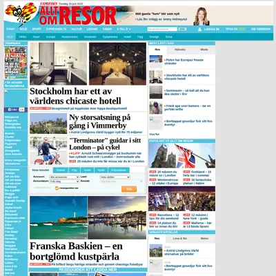 Allt om Resor startsida 2015