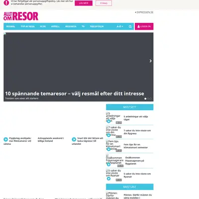 Allt om Resor startsida 2019
