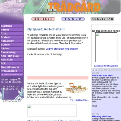 Allt om Trädgård startsida 2001
